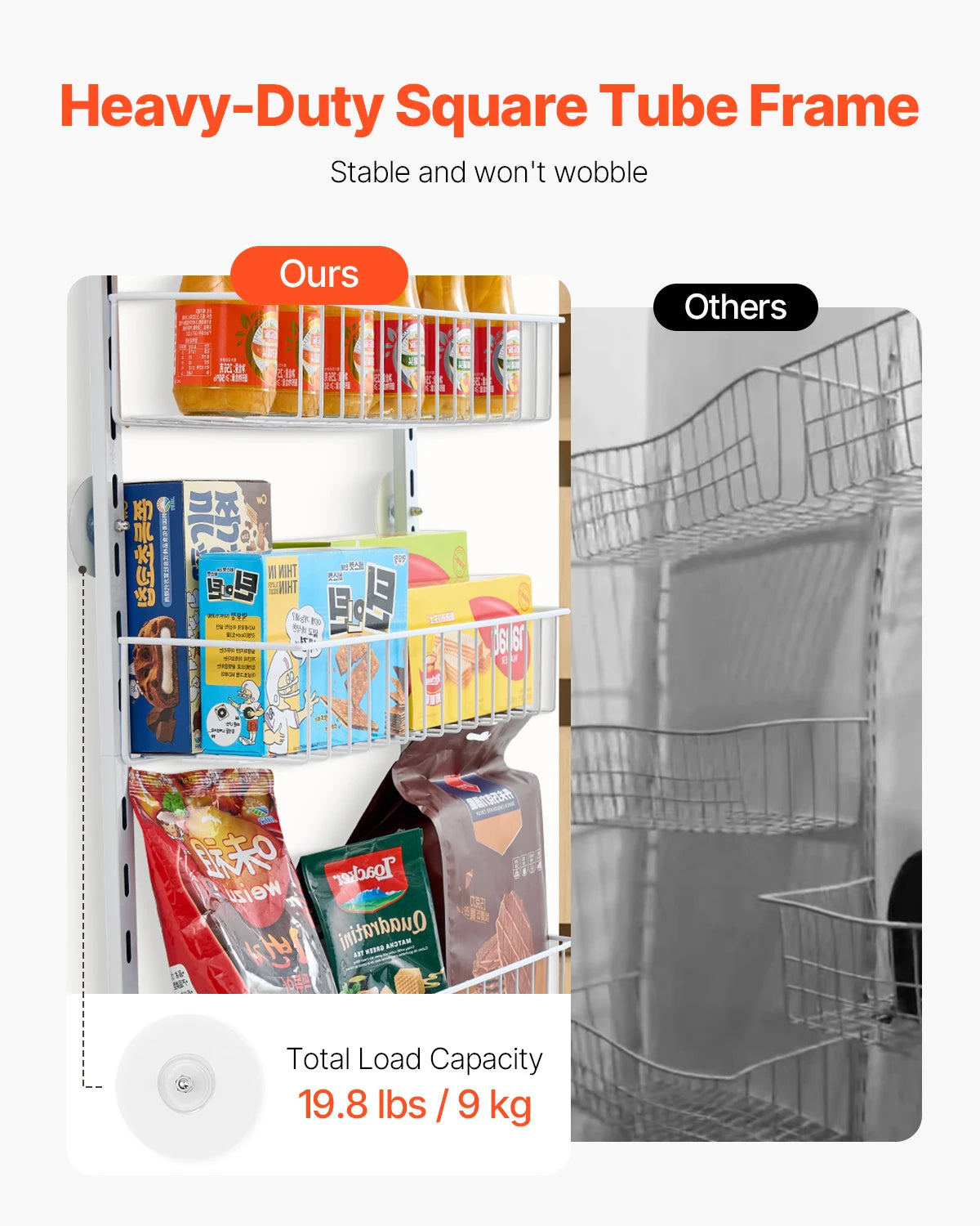 SucceBuy Adjustable Over The Door Pantry Rack