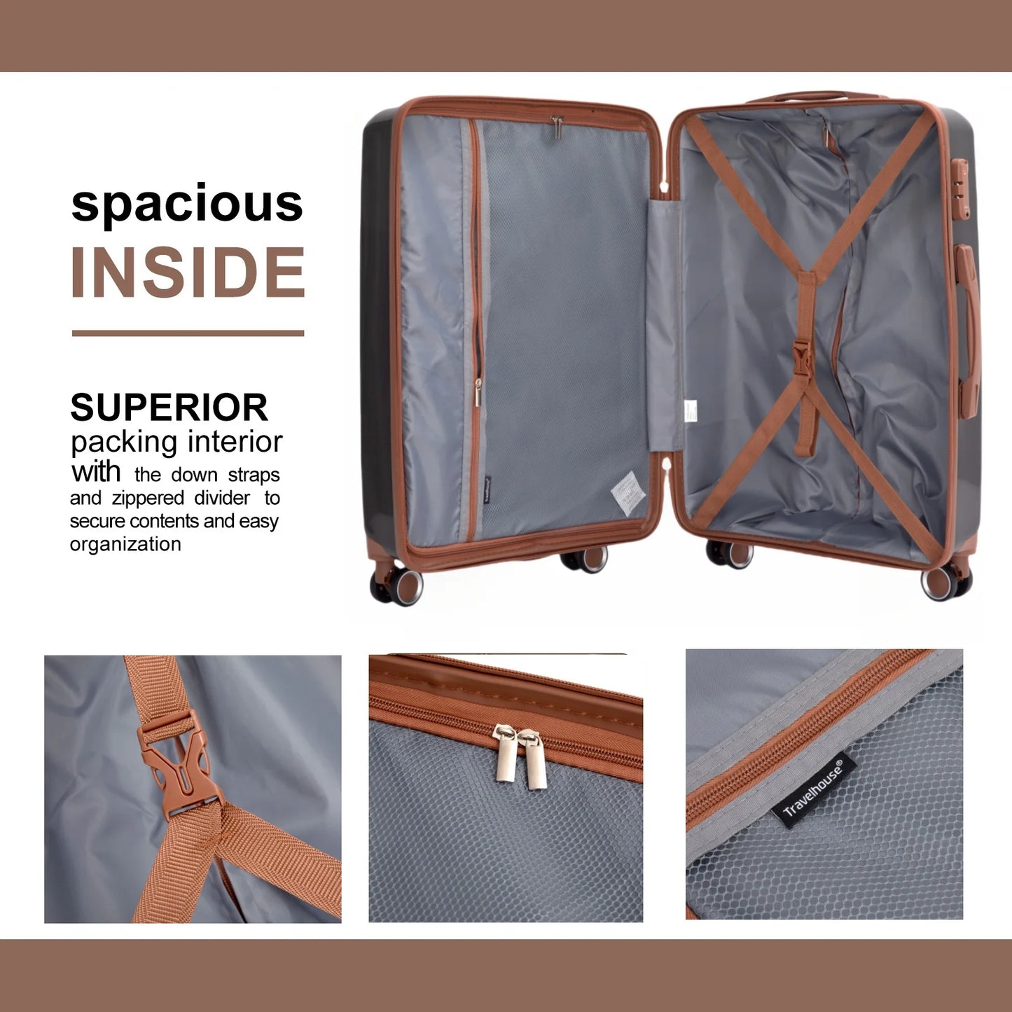Travelhouse CN 5 Piece Luggage Set Spinner Wheels TSA Lock