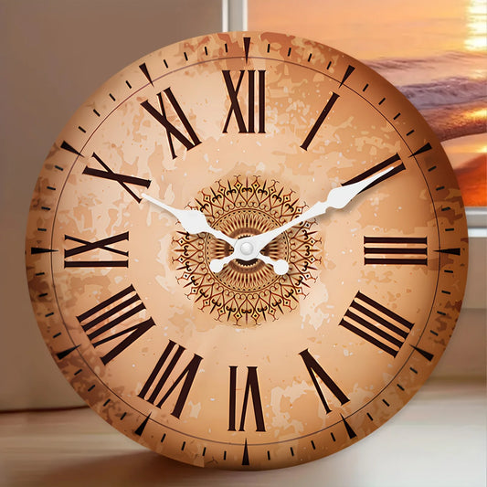 XMSJ Vintage Roman Numerals Wooden Wall Clock