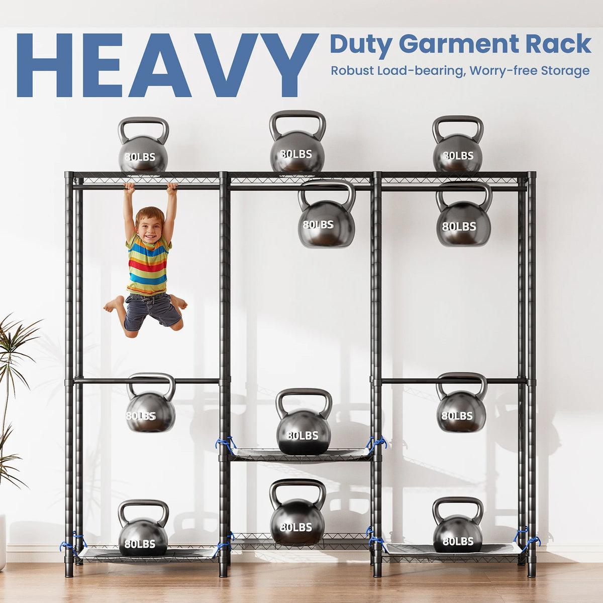 Heavy Duty Freestanding Metal Clothes Rack For Home