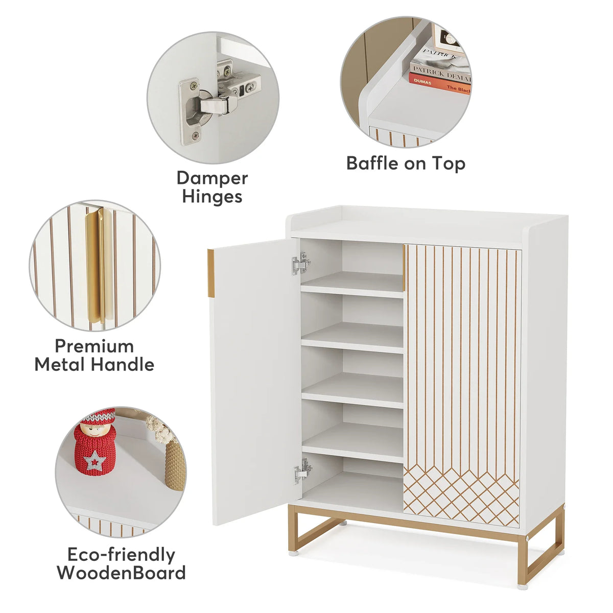 Tribesigns Five Tier Shoe Storage Cabinet With Doors