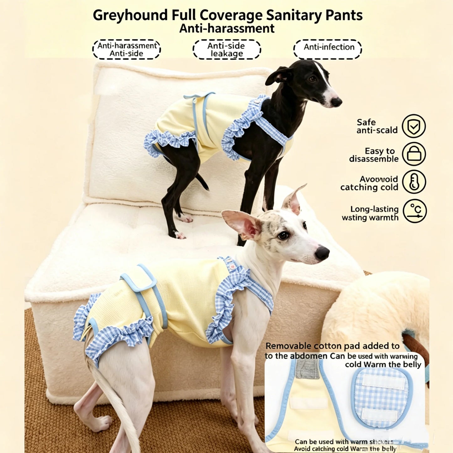 Soft Cotton Full Coverage Dog Jumpsuit For Female Dogs