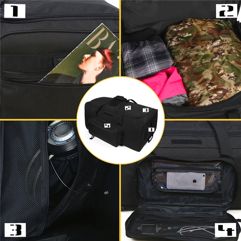 Q Tactical Rolling Duffel Bag Heavy Duty Luggage