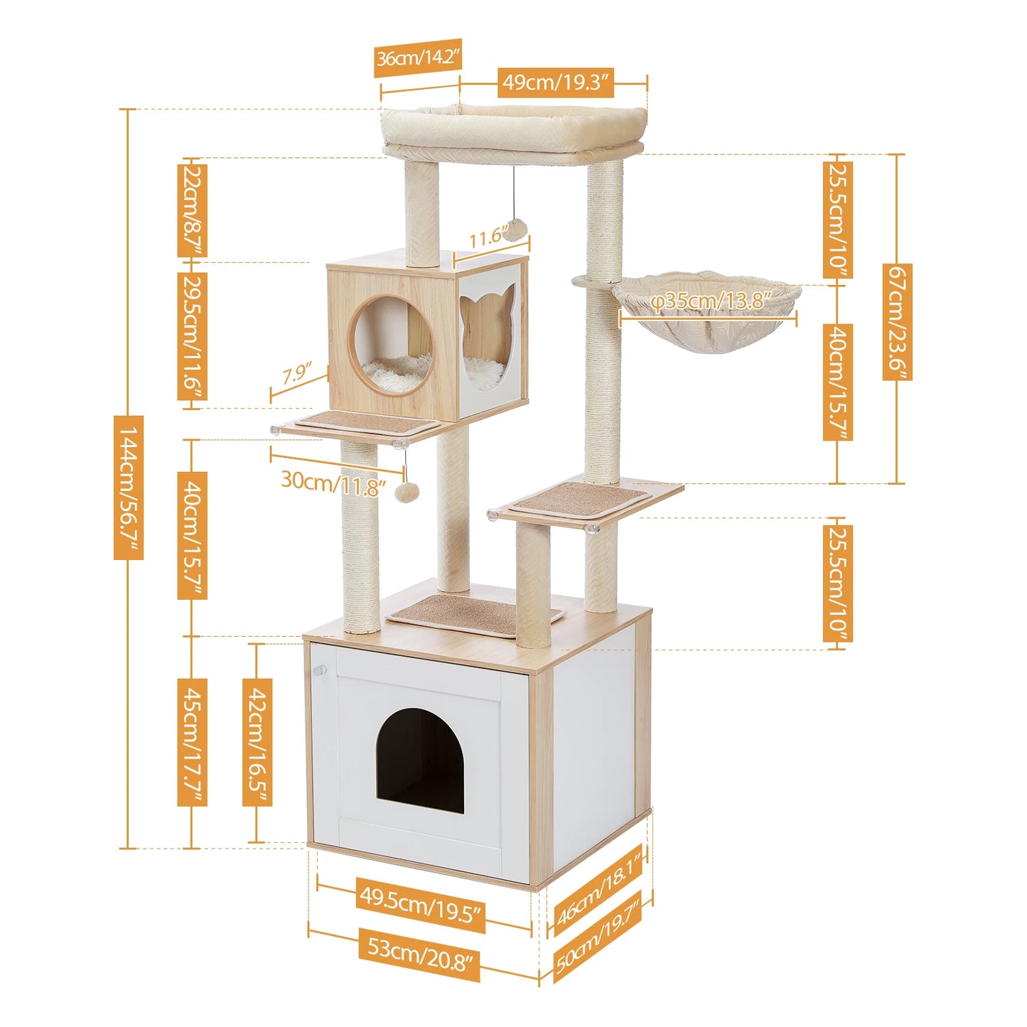 PAWZ Ro Multi-Level Wood Cat Tree With Scratching Posts