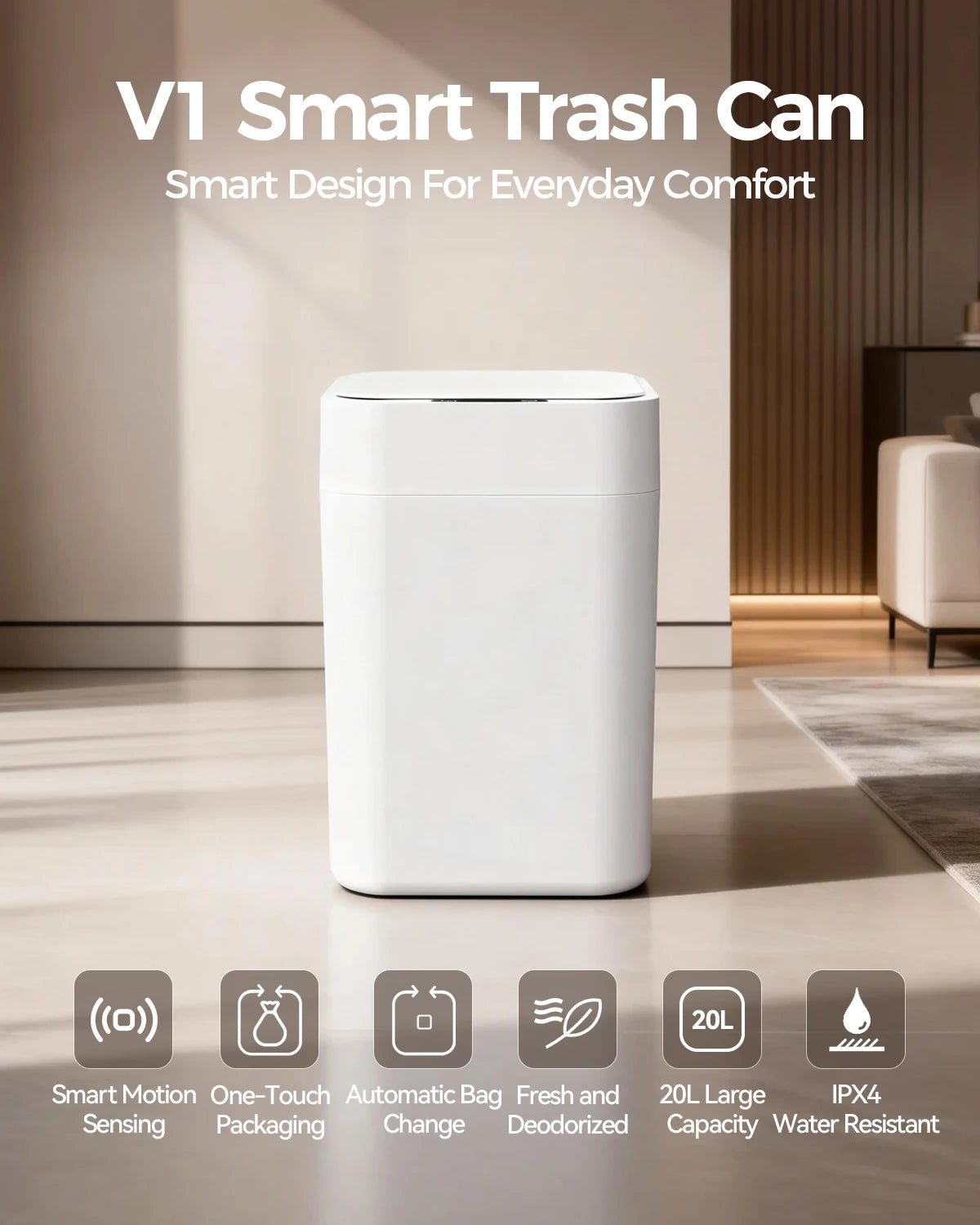 Automatic Self Bagging Motion Sensor Trash Bin
