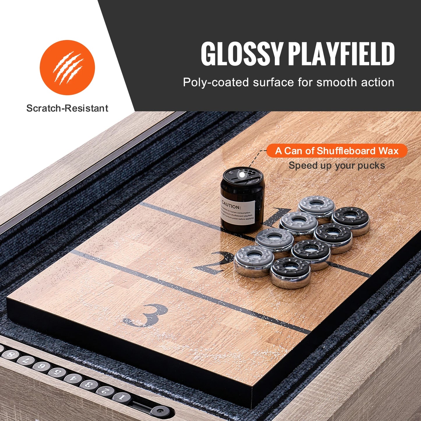 SucceBuy 9 Ft Led Shuffleboard Bowling Game Table