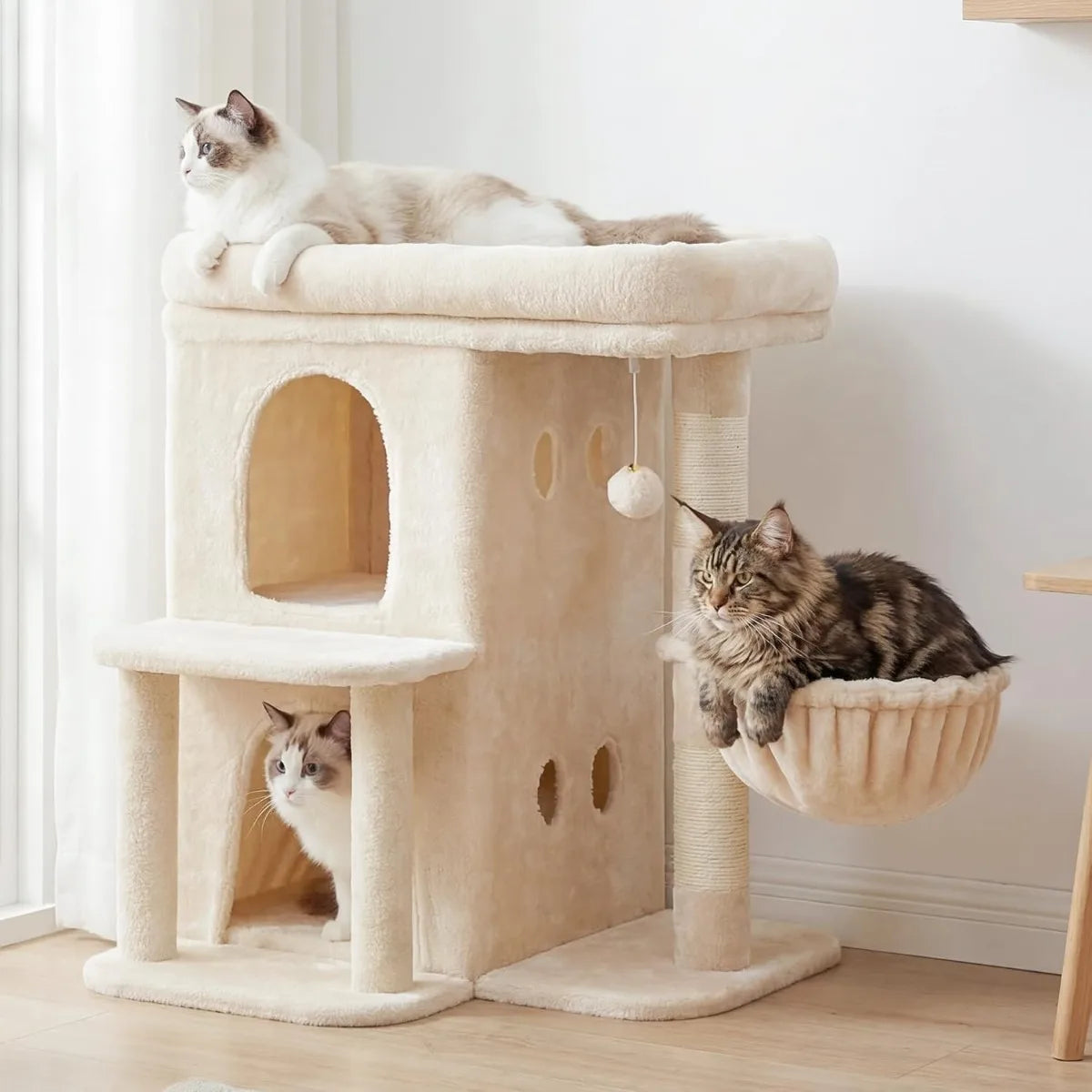NBVCX Cat Tree With Large Perch And Dual Condos