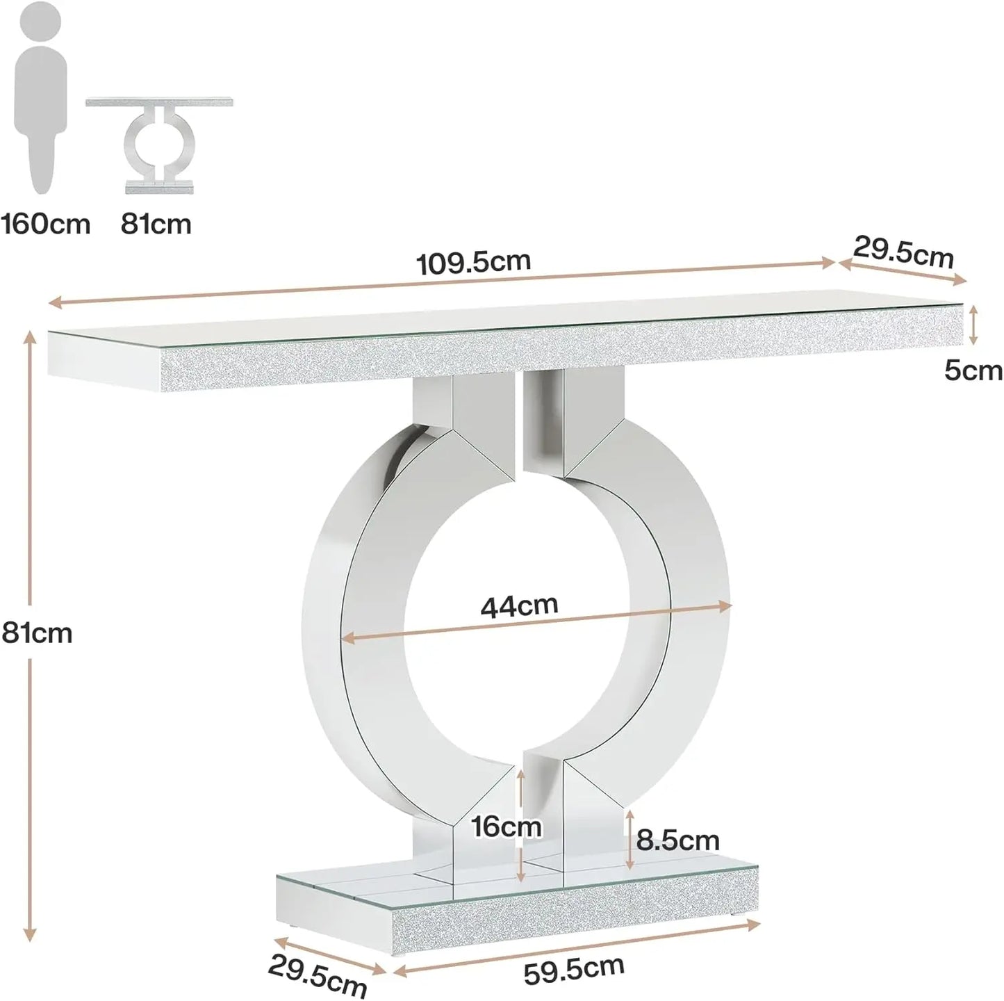 Tribesigns Modern Mirrored Console Entryway Table