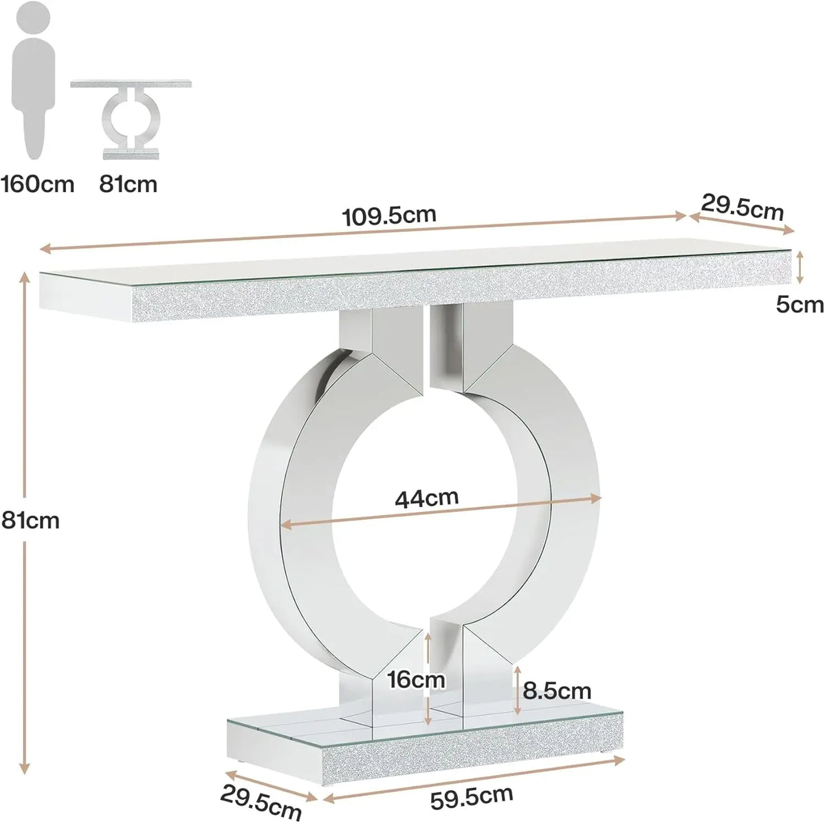 Tribesigns Modern Mirrored Console Table for Entryway