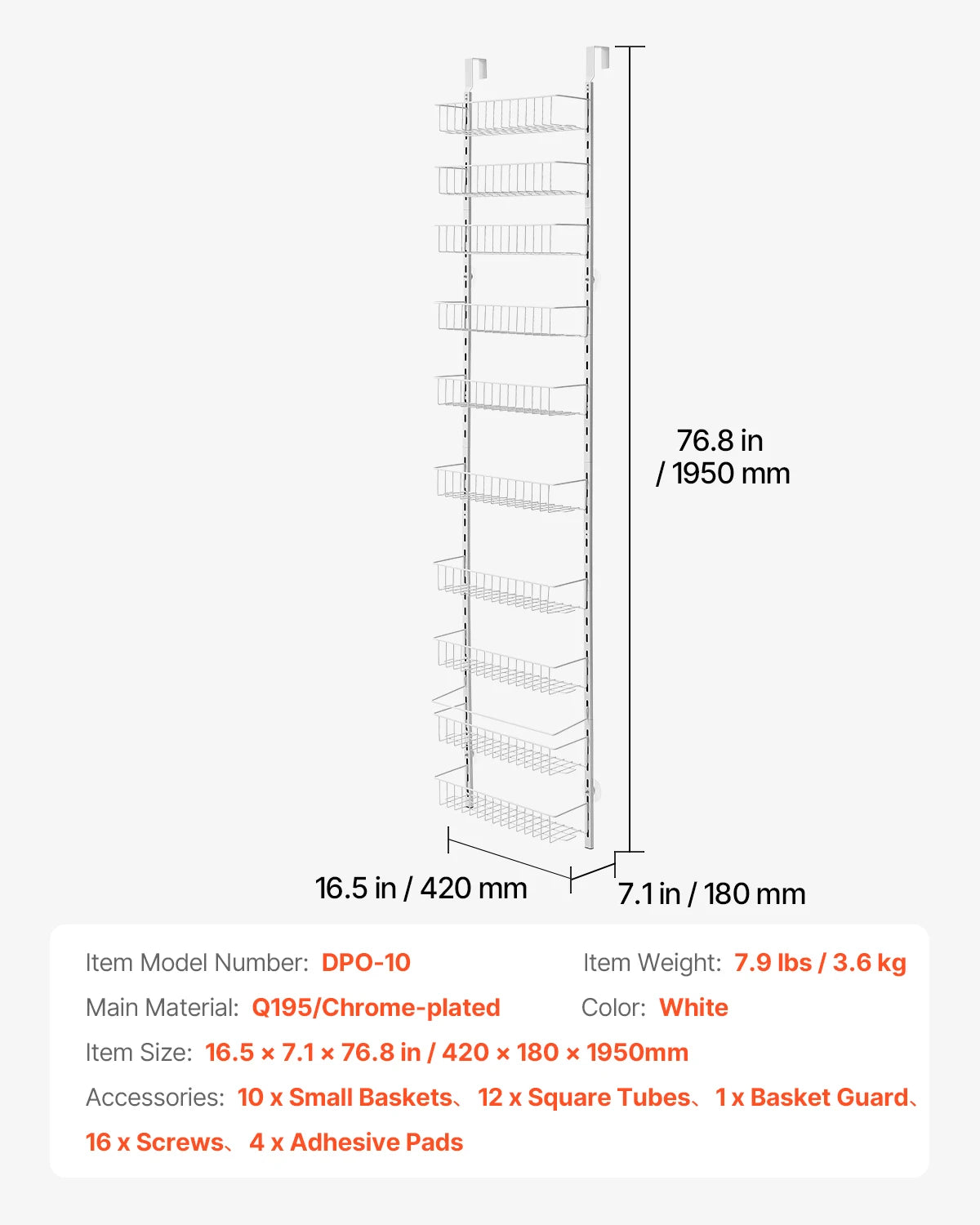 SucceBuy Adjustable Over The Door Pantry Rack