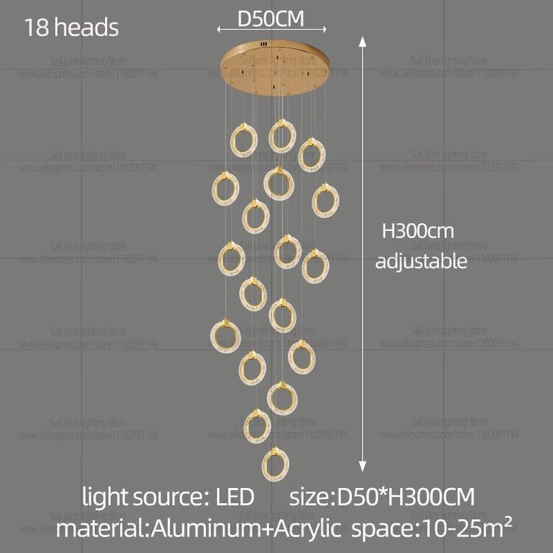 Campeggi LED Circular Chandelier Pendant Light Living Room