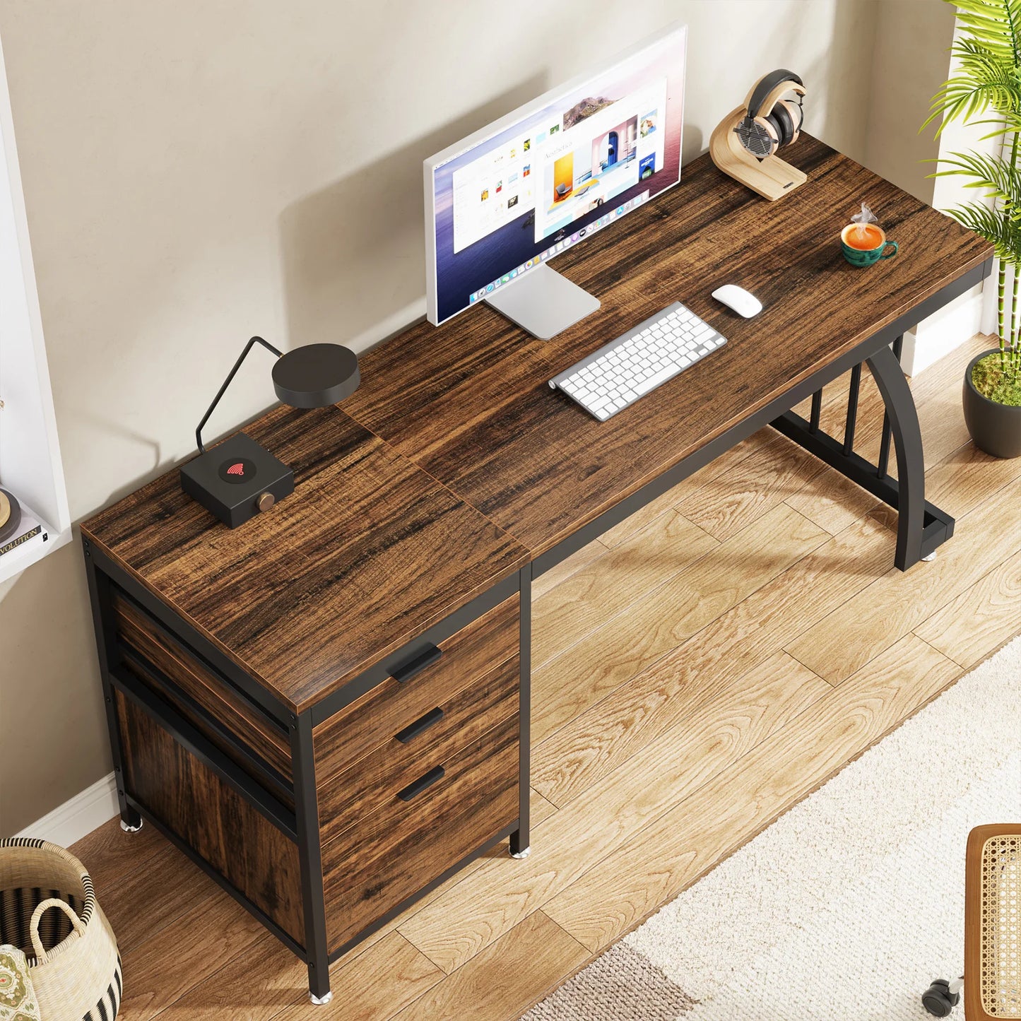 Tribesigns Wooden Computer Desk With Three Drawers