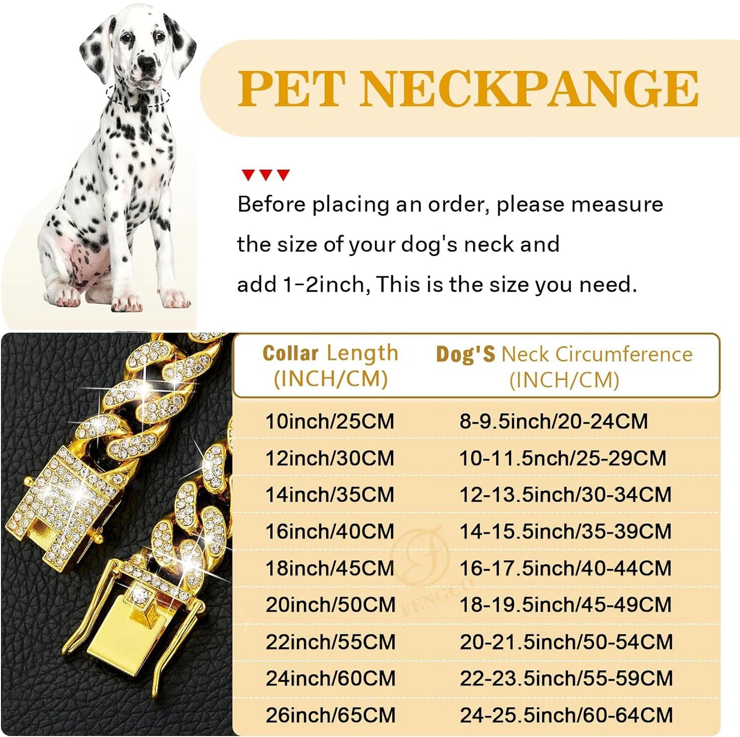 Luxury Gold Dog Chain Collar Pet Jewelry