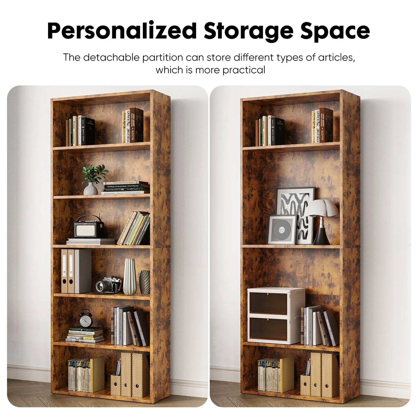 JHK Minimalist Wood Bookcase Shelf For Living Room