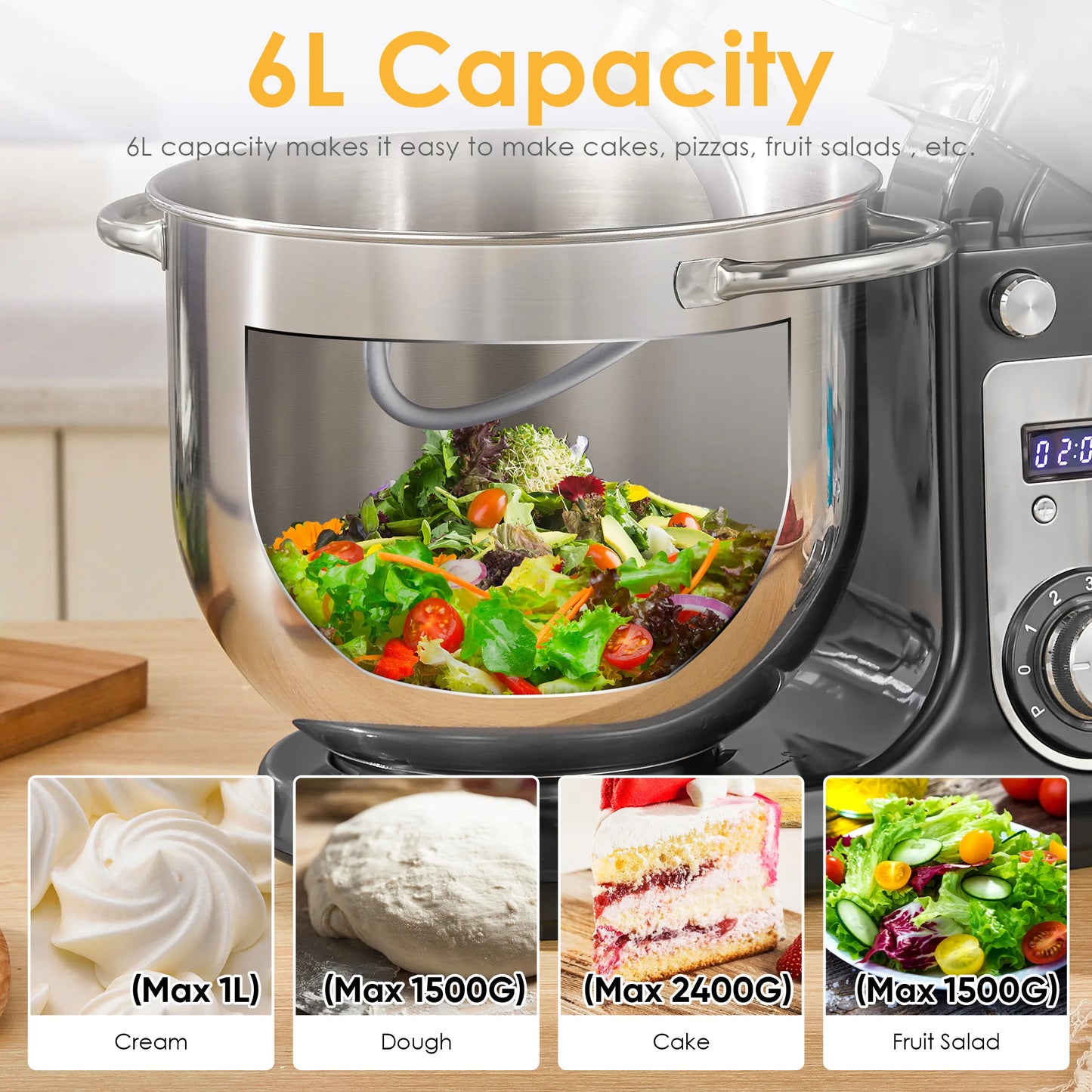 Biolomix Kitchen Stand Mixer 1200W Quiet Motor