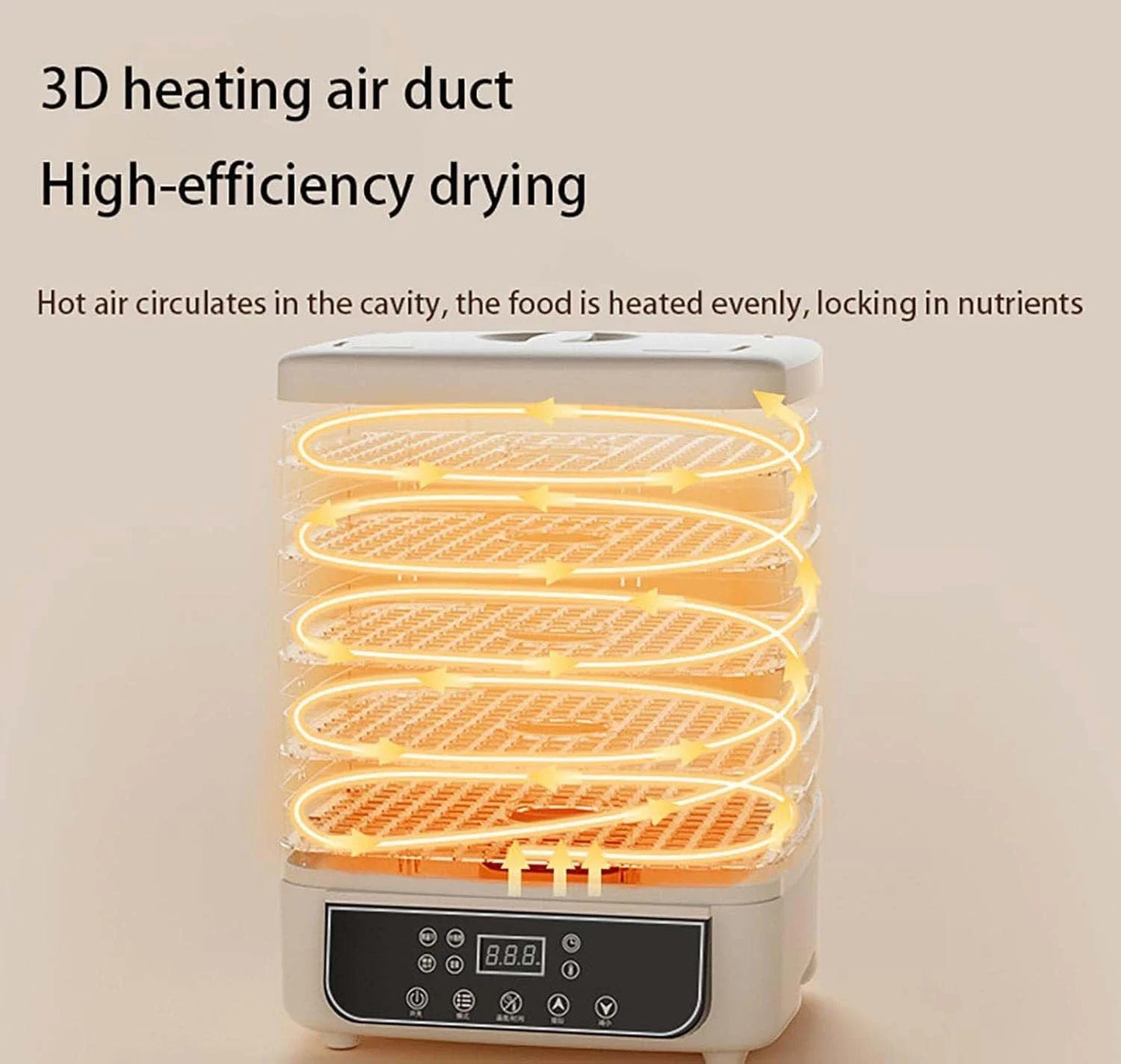 Fruit And Vegetable Dryer With Adjustable Temperature