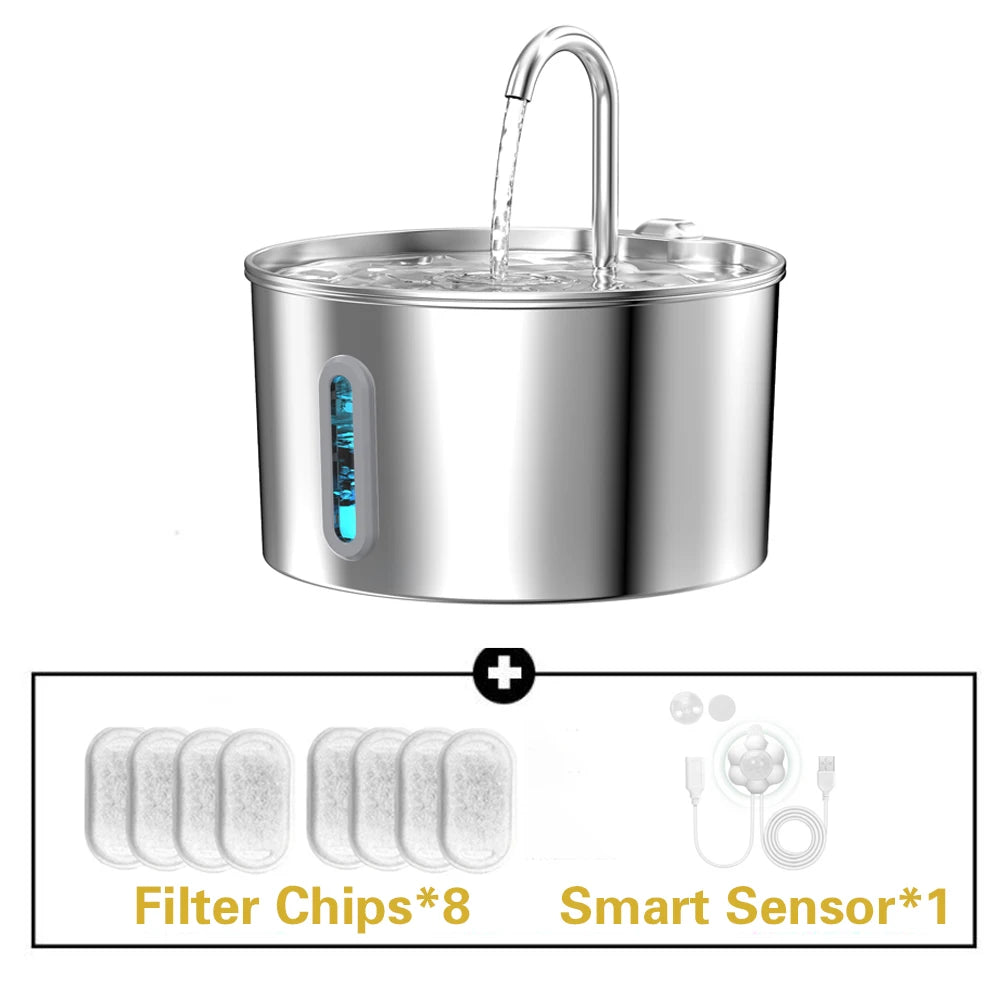 Silent Stainless Steel Pet Water Fountain For Cats And Dogs
