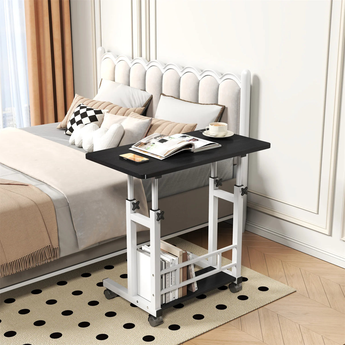 HiMISS Adjustable Mobile Standing Desk With Storage