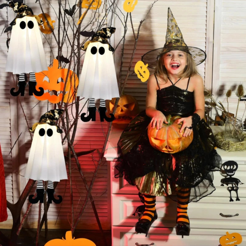 Halloween LED Light Up Witch And Ghost Hanging Decor