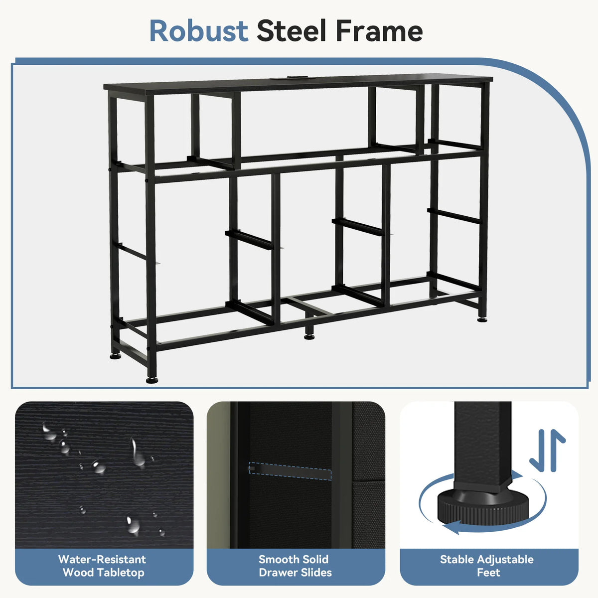 JHK LED TV Stand With Drawers And Charging Station