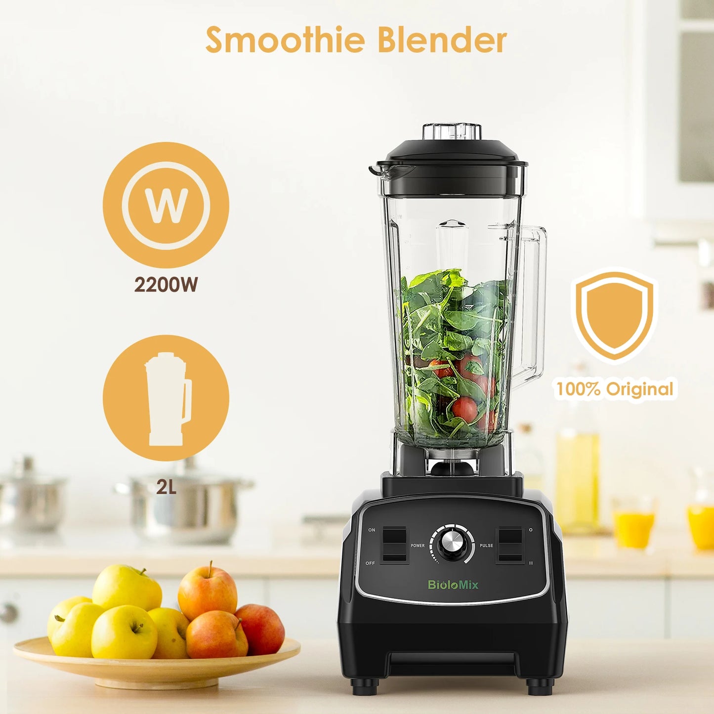 Biolomix 3HP 2200W Heavy Duty Blender Mixer Processor