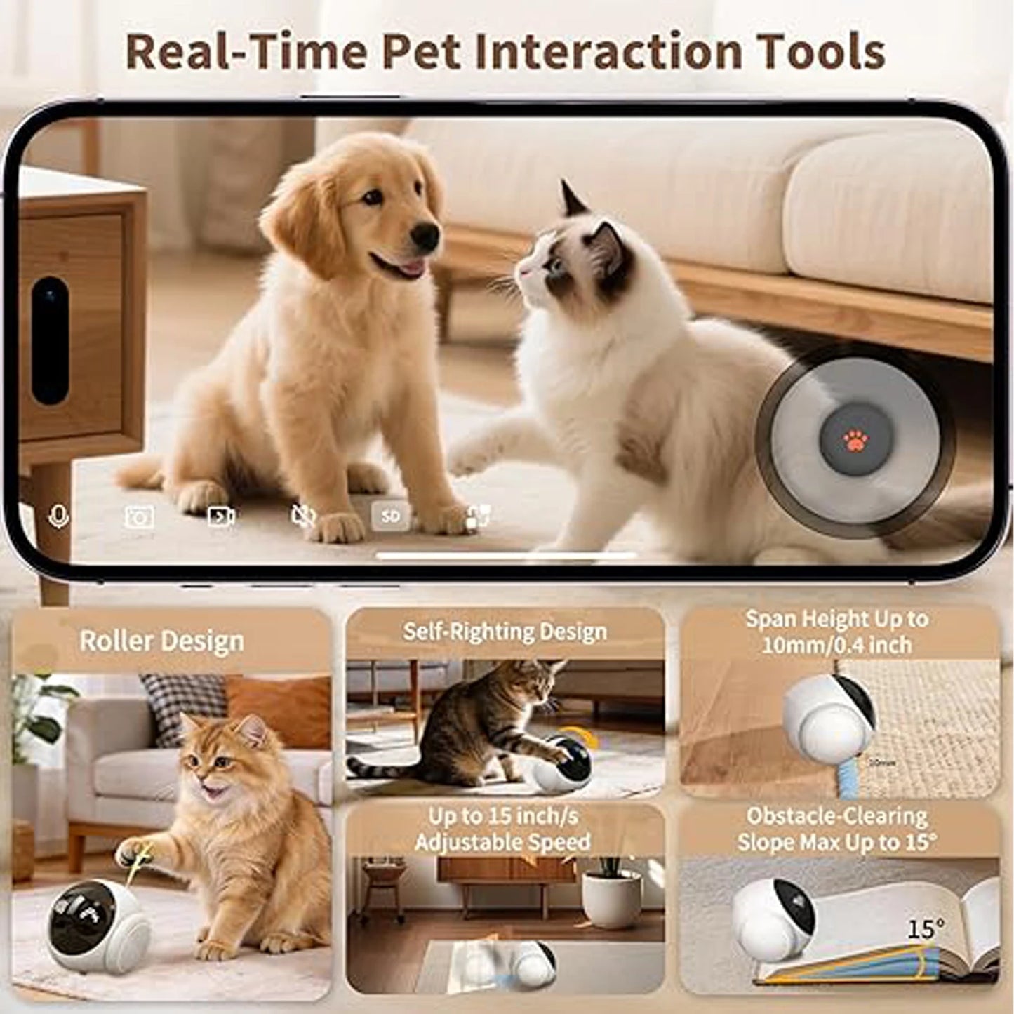 Pet Camera Robot AI Indoor WiFi Cam With Auto Patrol