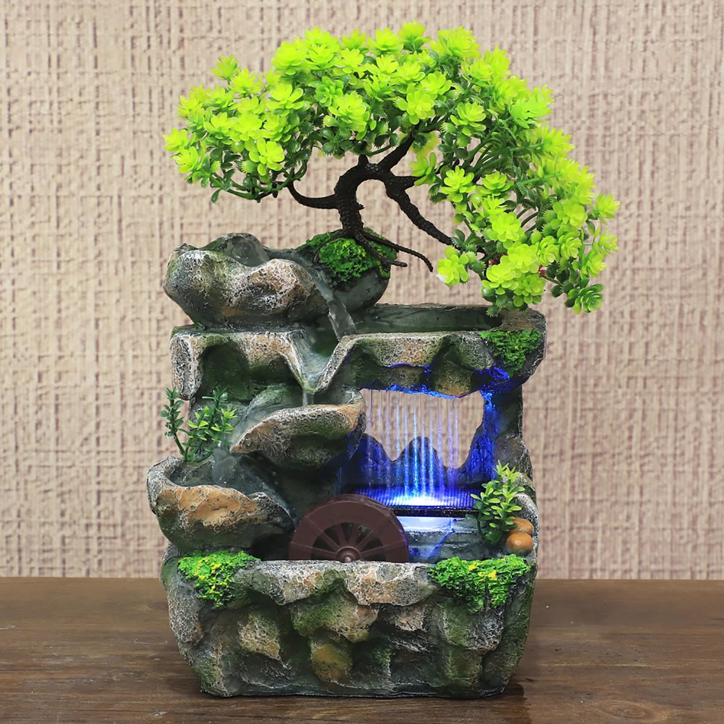 Indoor Room Fountain With Color Changing LED Waterfall Decor