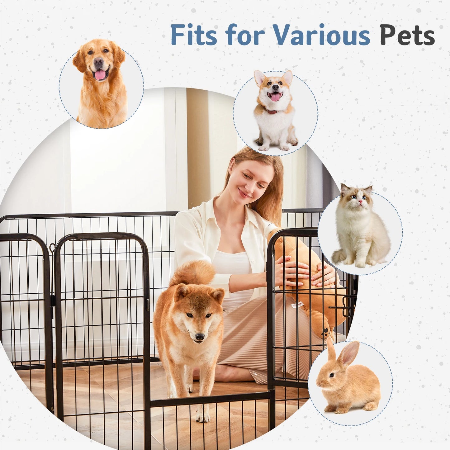 JHK Metal 8 Panel Dog Playpen Foldable Outdoor Fence