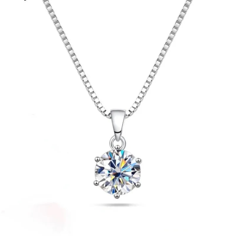 Genuine Moissanite Pendant Necklace in Sterling Silver