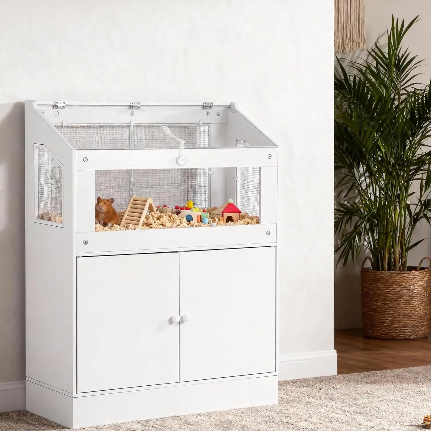 HiMISS Acrylic Animal Cage With Storage Cabinet