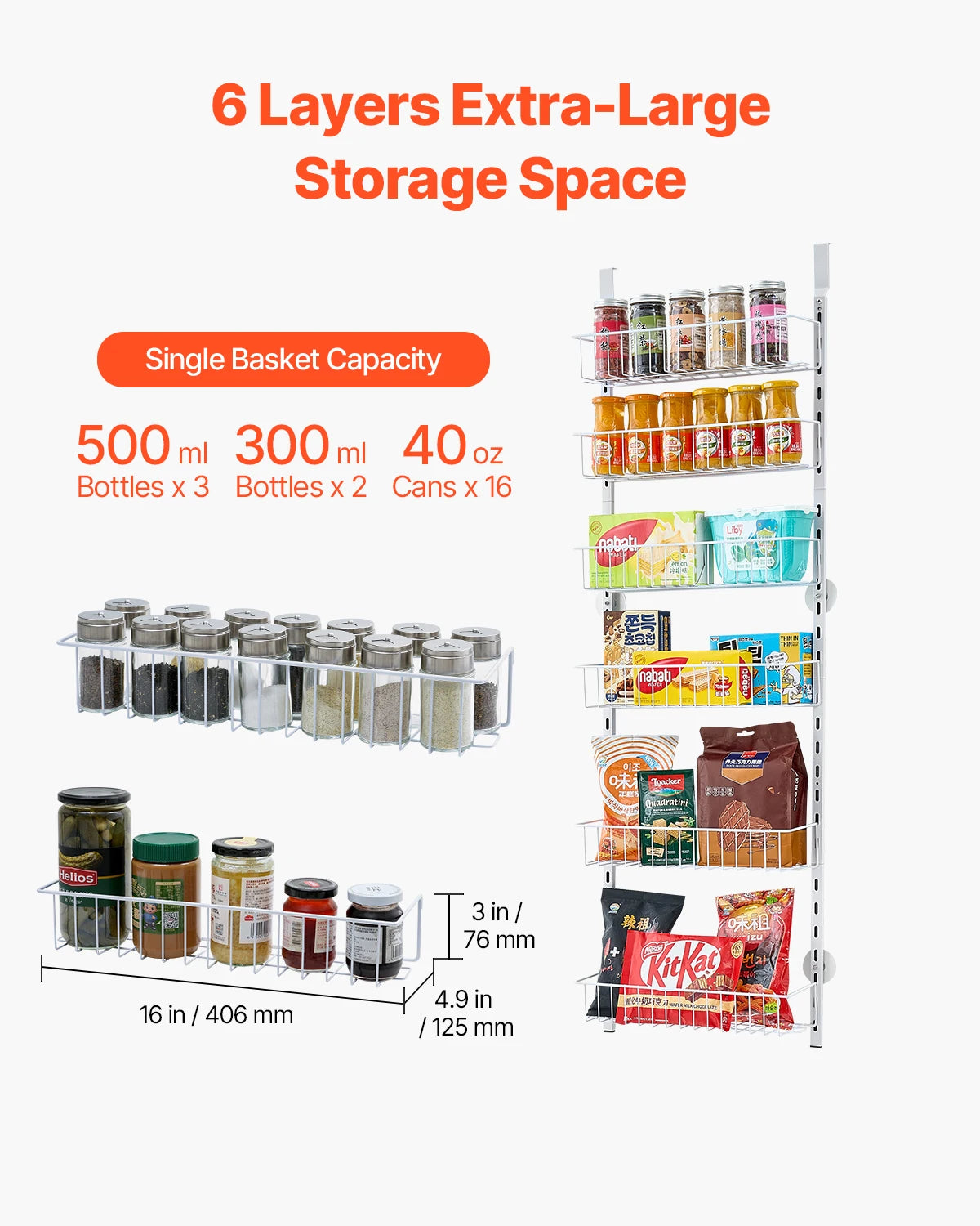 SucceBuy Adjustable Over The Door Pantry Rack
