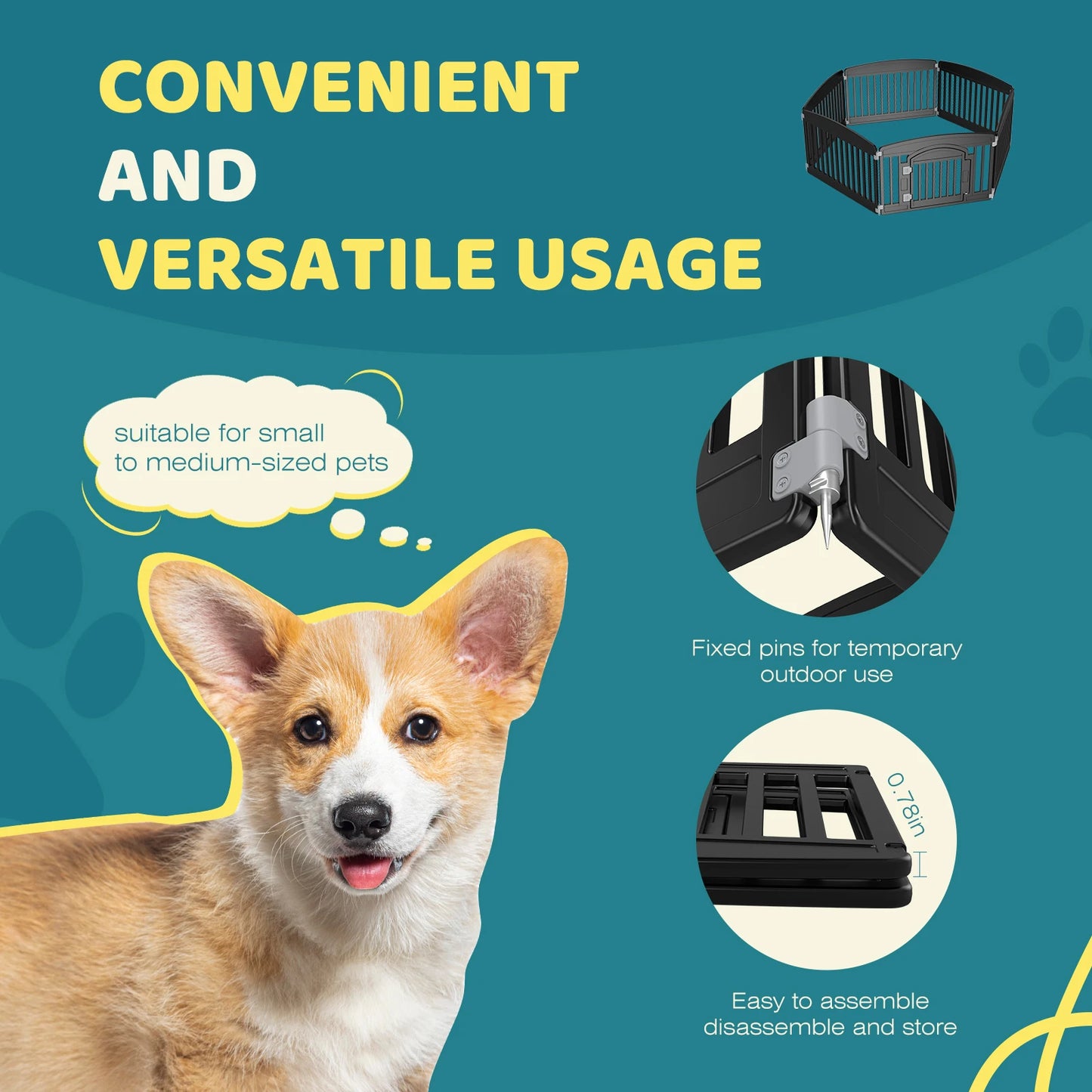 JHK Plastic Dog Playpen Expandable Portable Fence