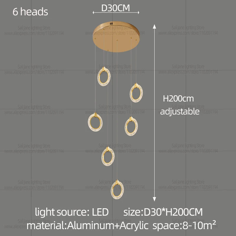 Campeggi LED Circular Chandelier Pendant Light Living Room
