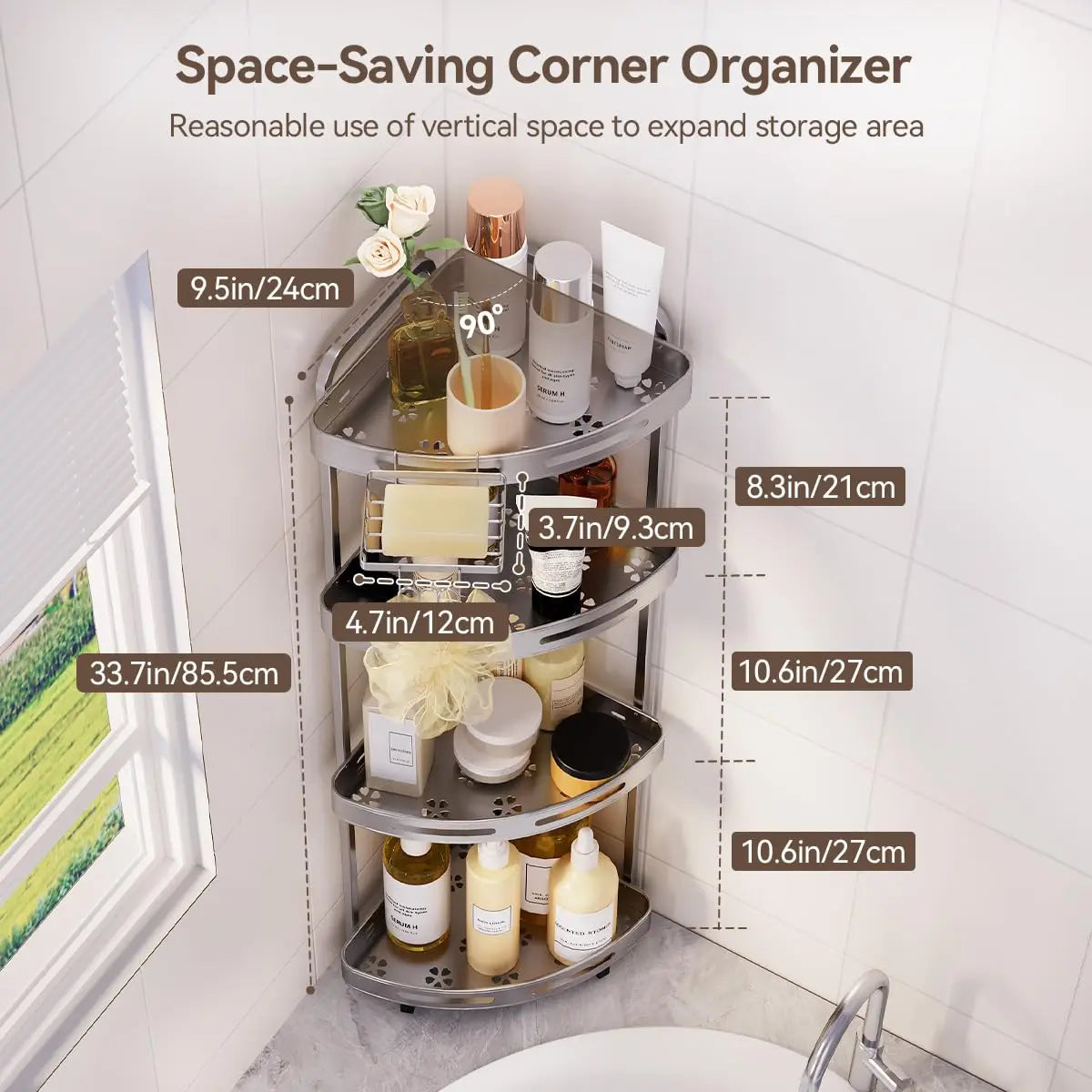 Three-Tier Corner Shower Organizer Rust-Resistant Soap Dish