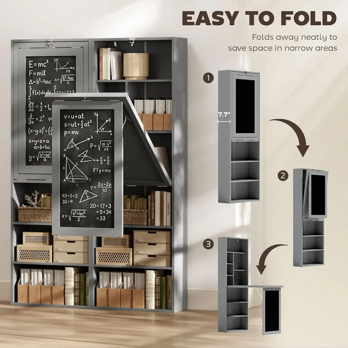 Zhendai Foldable Convertible Writing Table With Blackboard Shelf