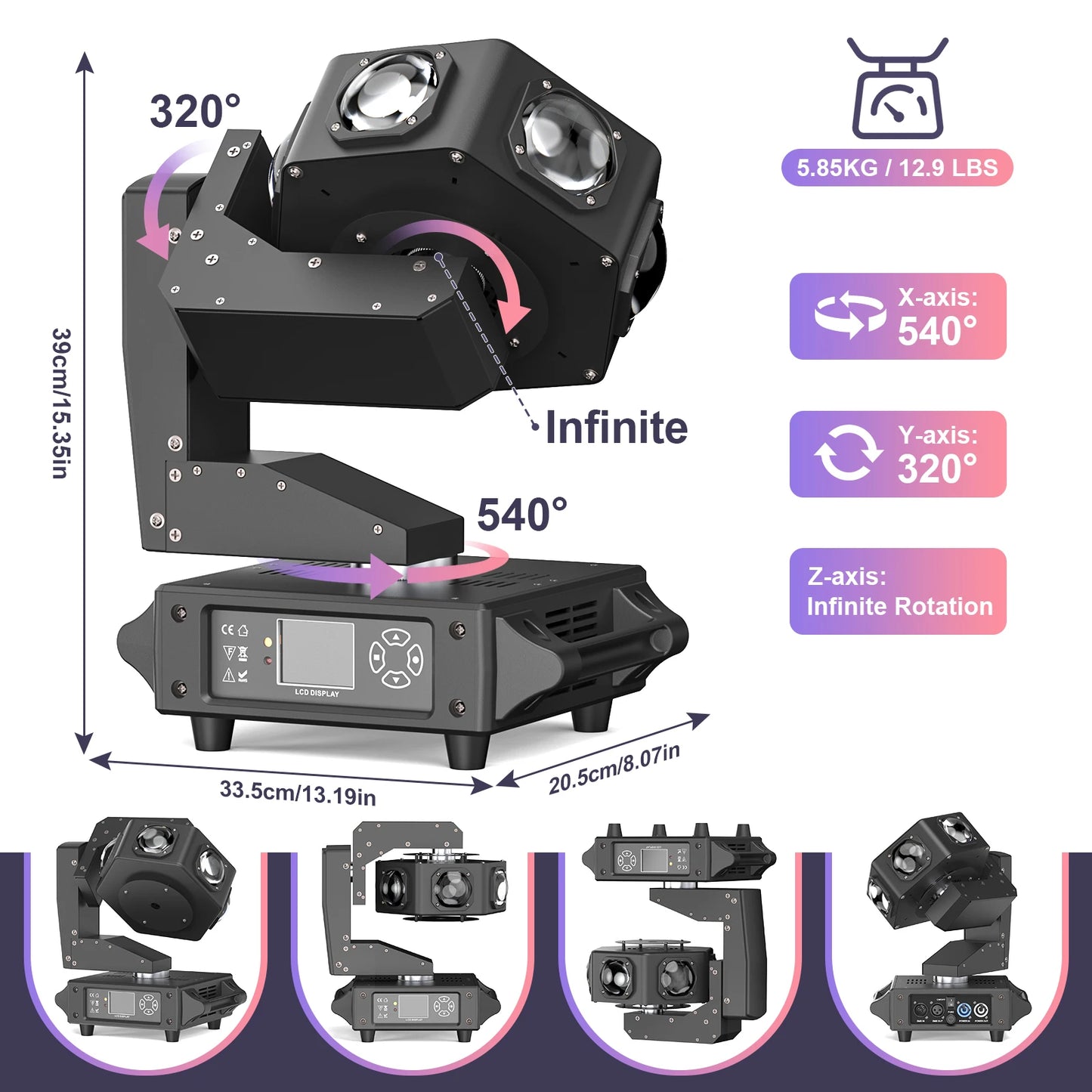 Yiflamefly 240W Beam Moving Head Lights RGBW DJ Stage Light