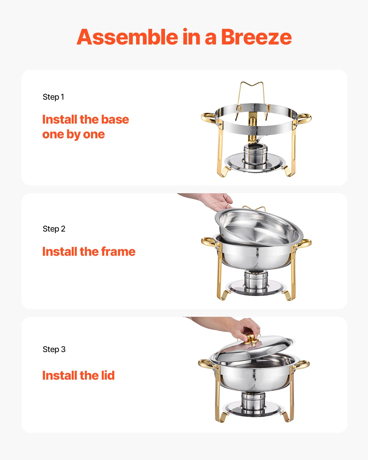 SucceBuy Four Pack Chafer Buffet Set Stainless Steel Warmer