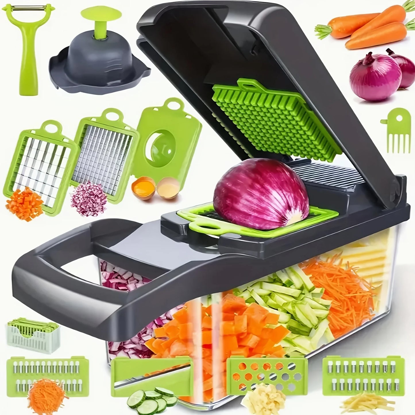 Upwork 16 In 1 Manual Vegetable Chopper With 8 Blades