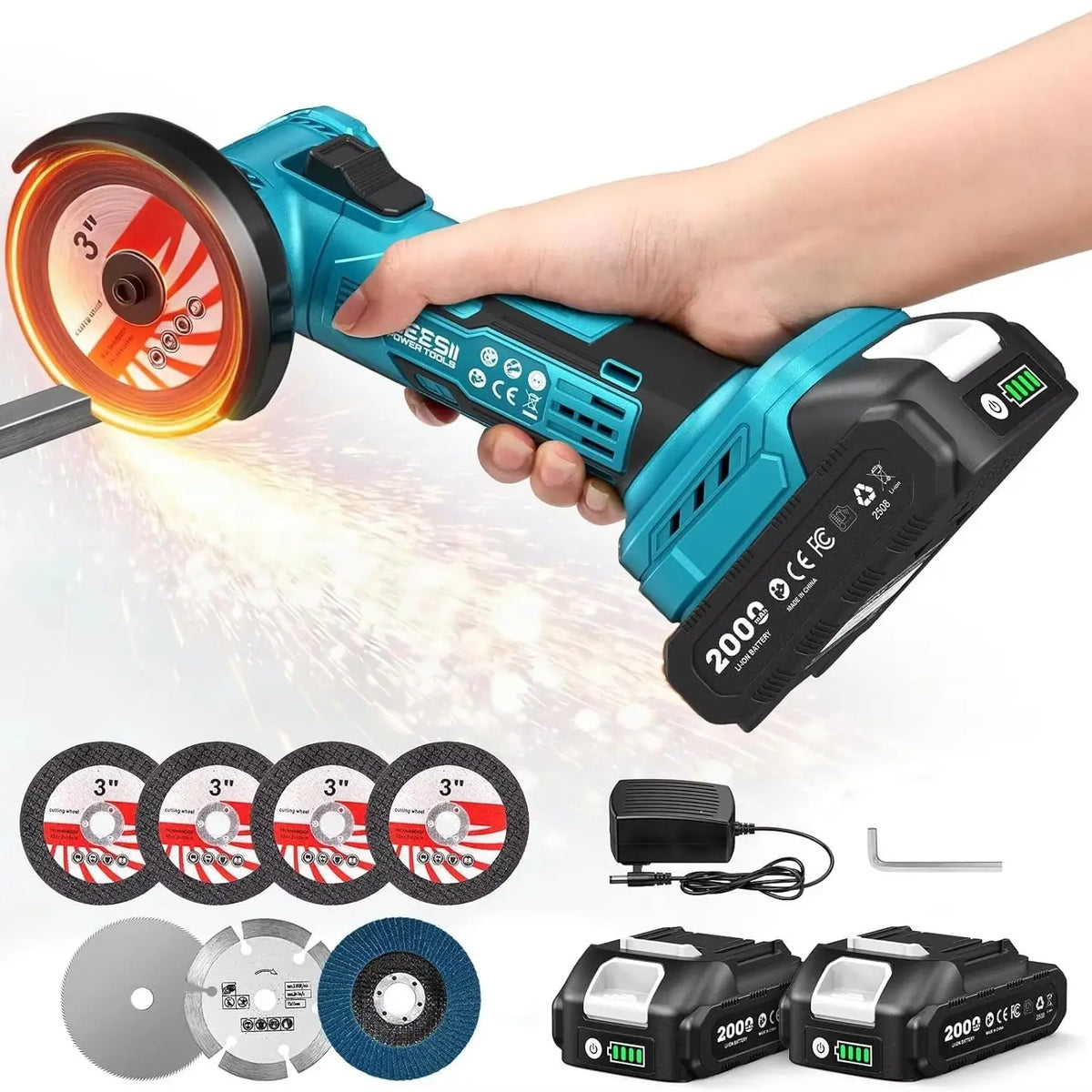 SEESII Cordless Brushless Angle Grinder Tool