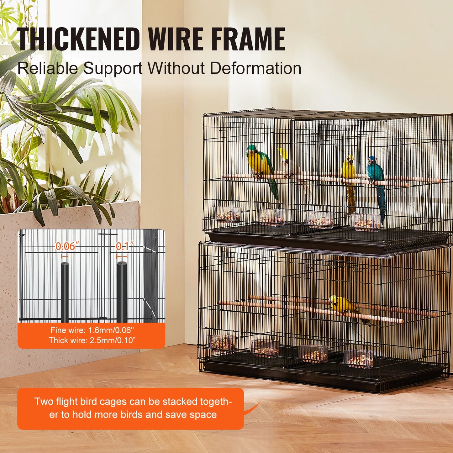 SucceBuy Stackable Divided Bird Cage With Handle