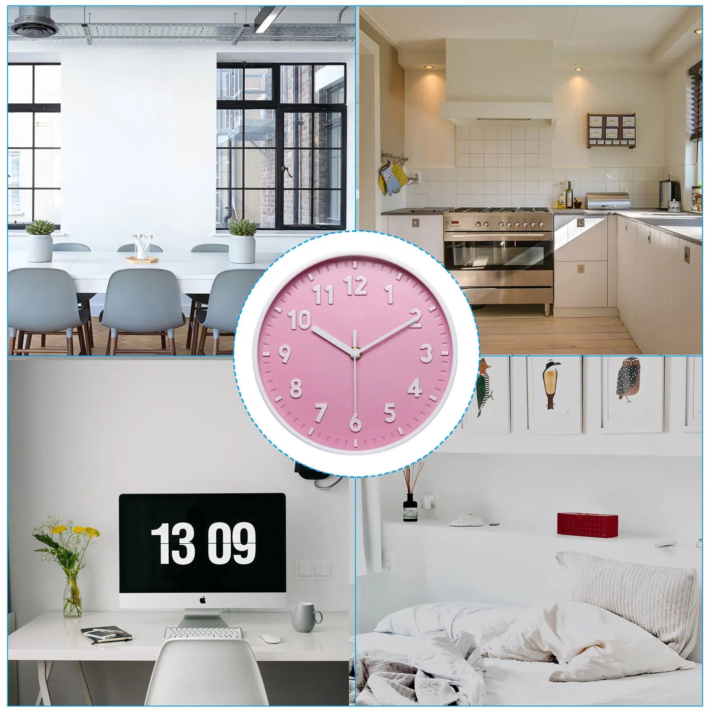 UXCELL Wall Clock 3D Numbers Silent Quartz Battery Operated
