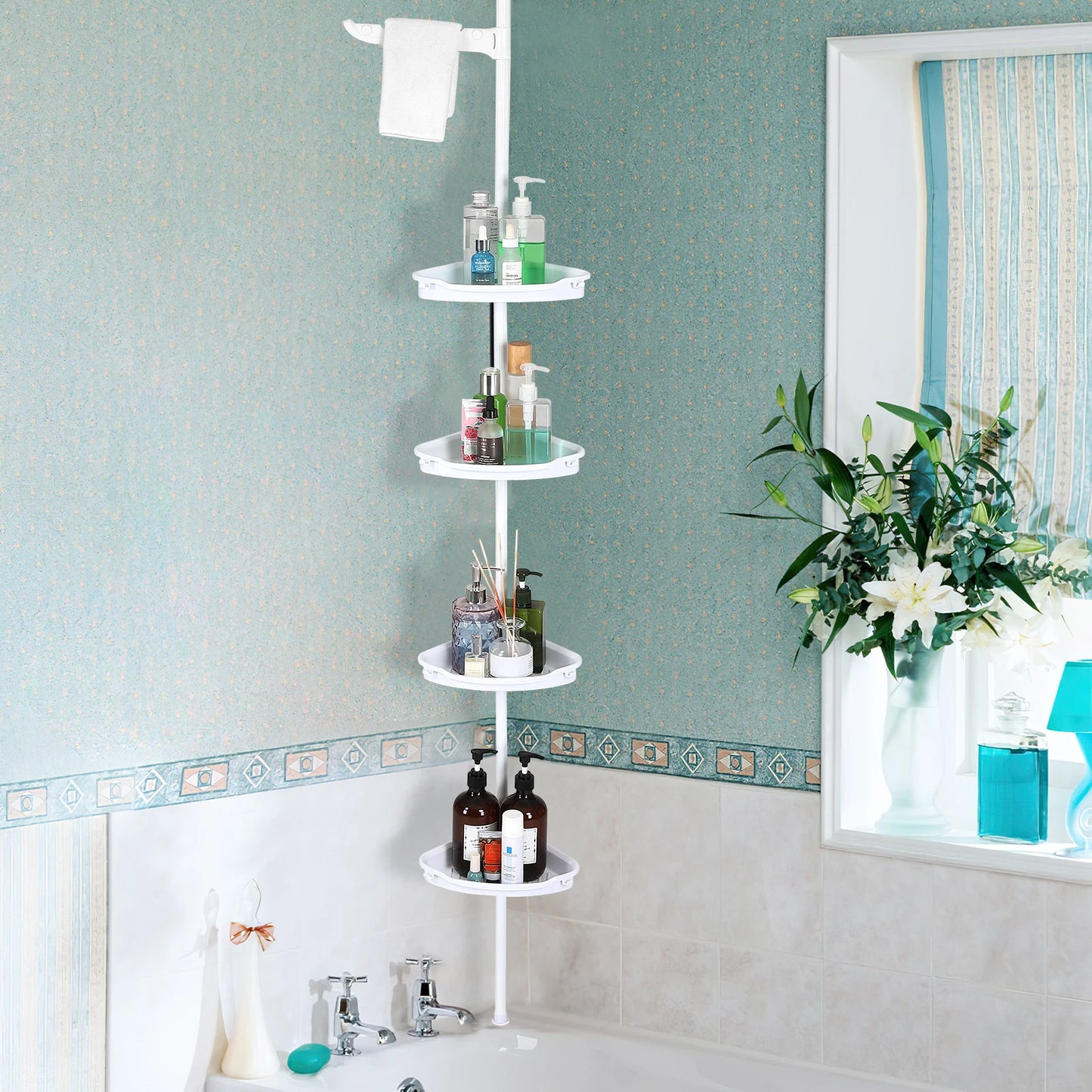 HiMISS Corner Shower Caddy With Tension Pole 4 Tier