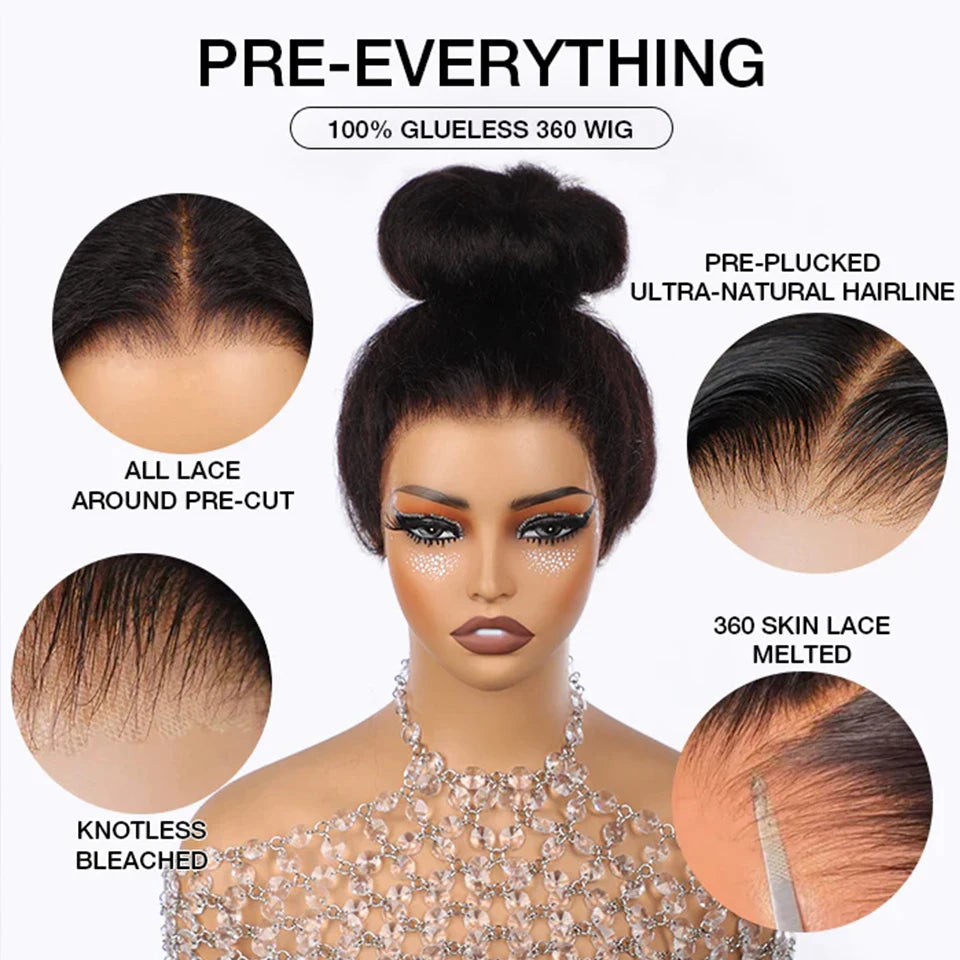 Realace Kinky Straight Human Hair Lace Front Wig