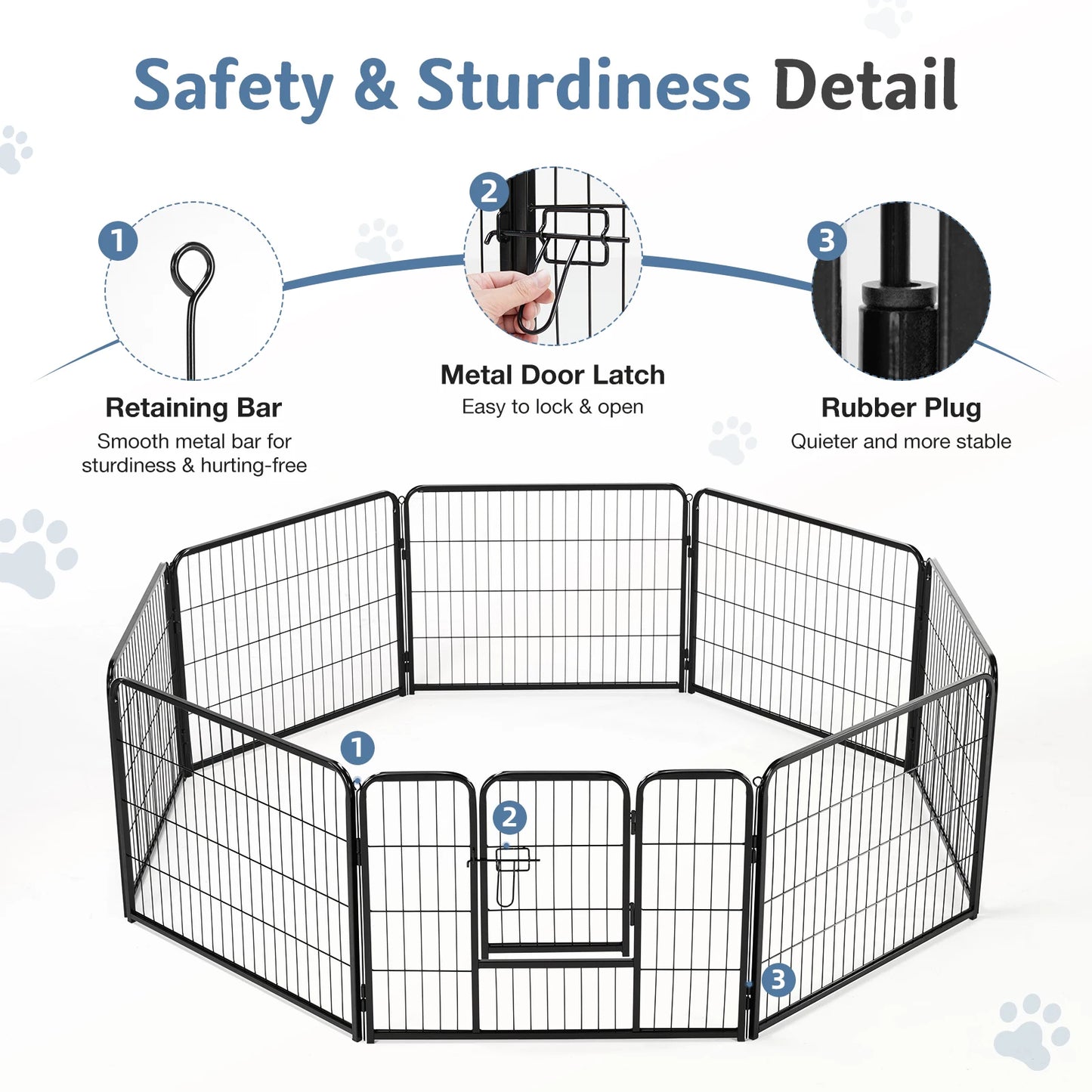 JHK Metal 8 Panel Dog Playpen Foldable Outdoor Fence
