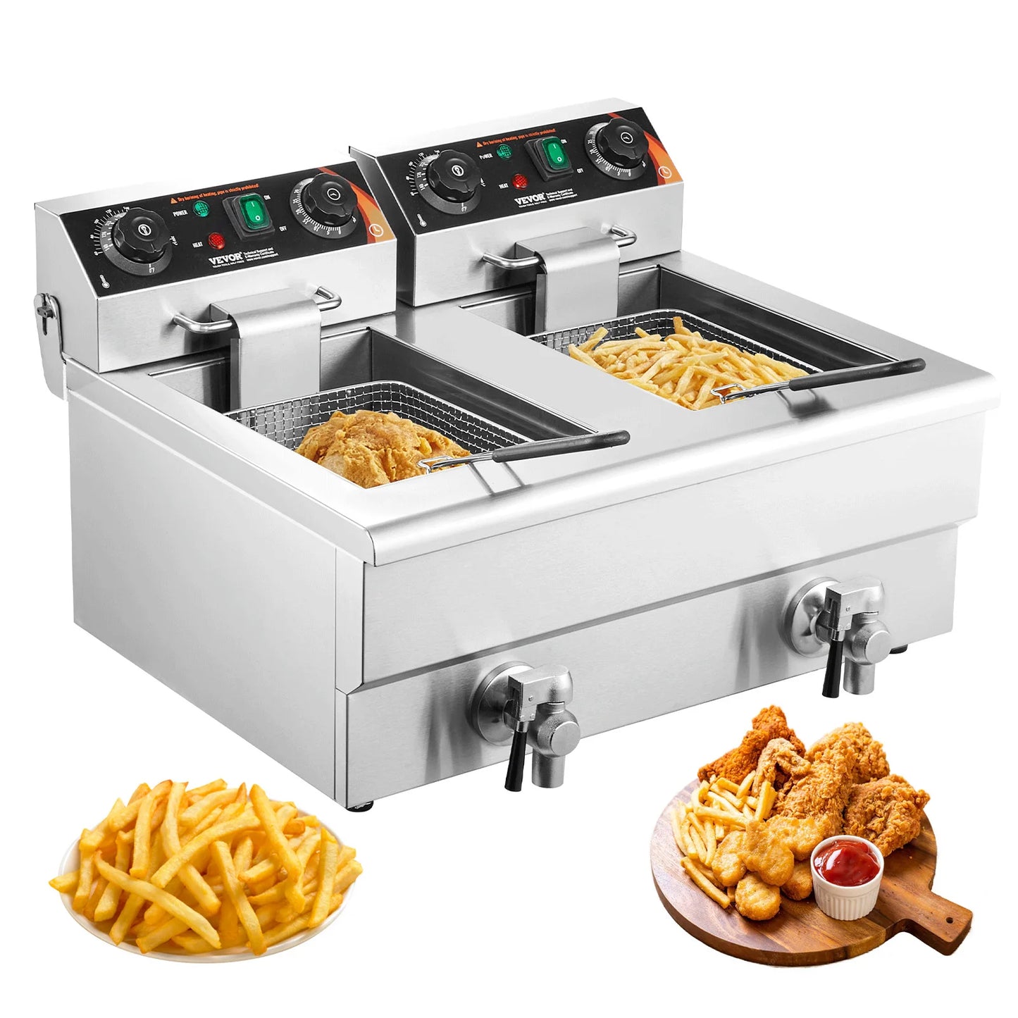 SucceBuy Dual Tank Electric Deep Fryer For Commercial Use