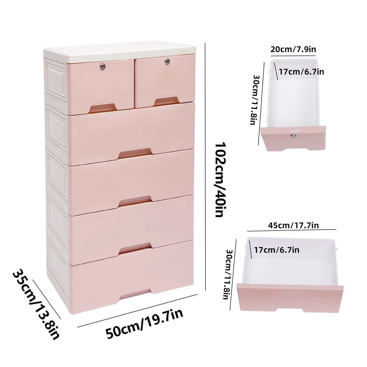 Plastic Six Drawer Dresser Storage Tower For Home Office