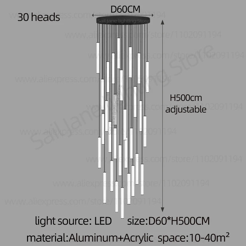 CAMPEGGI LED Long Line Chandelier Staircase Pendant Lamp