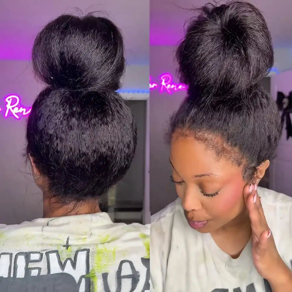 Realace Kinky Straight Human Hair Lace Front Wig