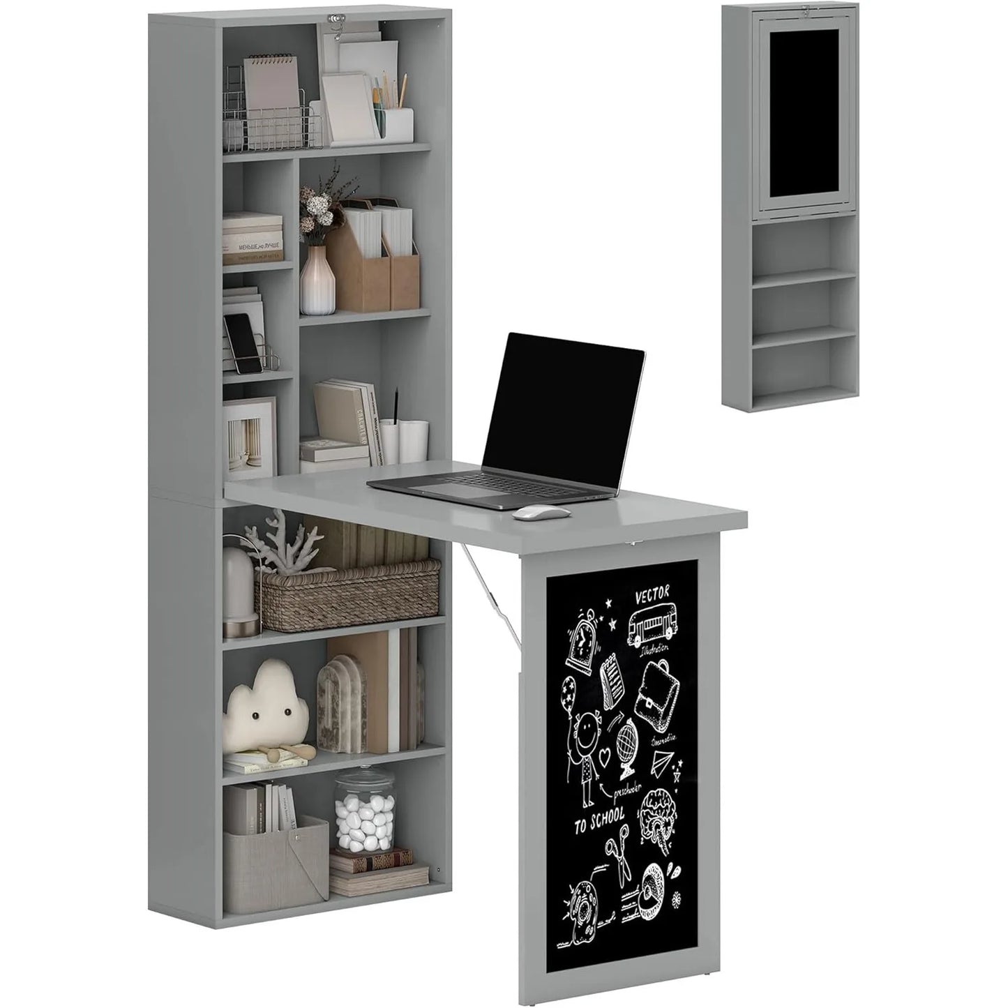 Zhendai Foldable Convertible Writing Table With Blackboard Shelf