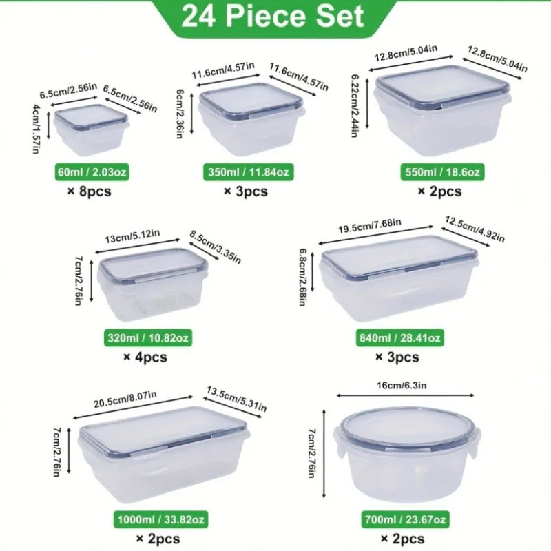48Pcs BPA Free Food Storage Set With Airtight Containers